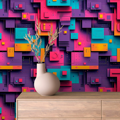 Papier Peint Artistique Style Street Art Multicolore