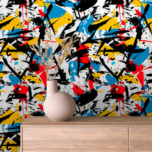Papier Peint Artistique Style Street Art Multicolore