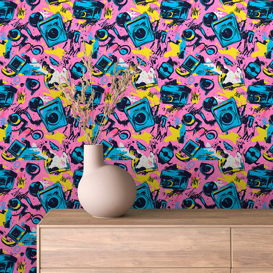 Papier Peint Artistique Style Street Art Multicolore