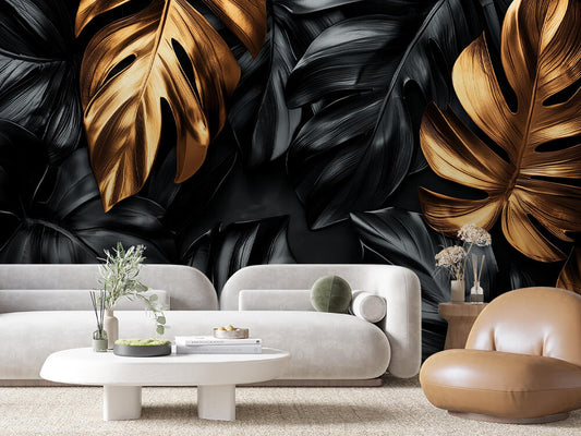 Papier Peint Feuilles Tropicales Chic Élégant