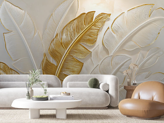 Papier Peint Feuilles Tropicales Chic Élégant