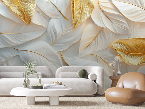 Papier Peint Feuilles Tropicales Chic Élégant