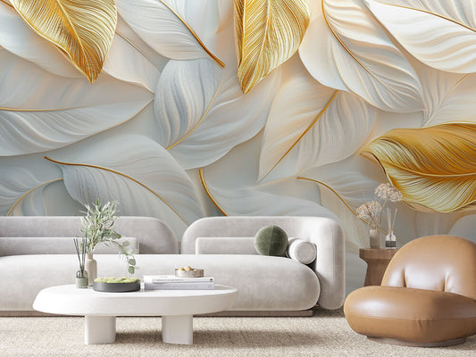 Papier Peint Feuilles Tropicales Chic Élégant