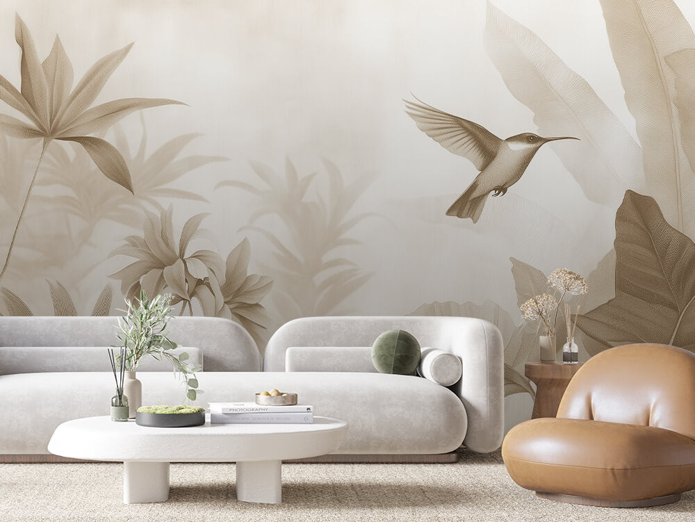 Papier Peint Feuilles Tropicales Chic Élégant