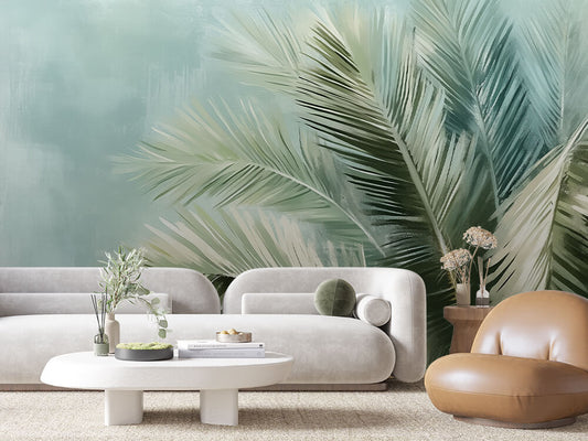 Papier Peint Feuilles Tropicales Chic Élégant