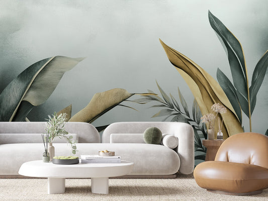 Papier Peint Feuilles Tropicales Chic Élégant