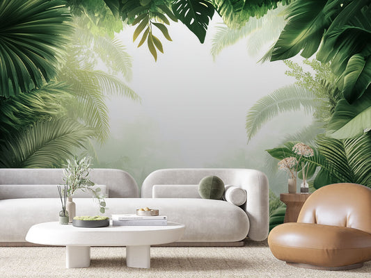 Papier Peint Feuilles Tropicales Chic Élégant