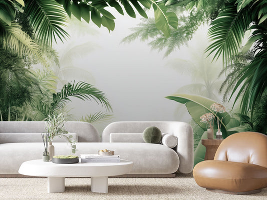 Papier Peint Feuilles Tropicales Chic Élégant