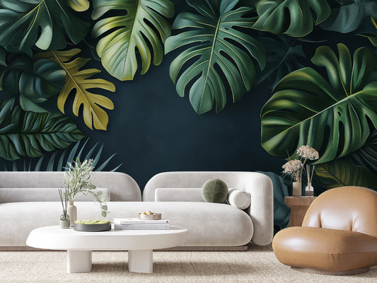 Papier Peint Feuilles Tropicales Chic Élégant