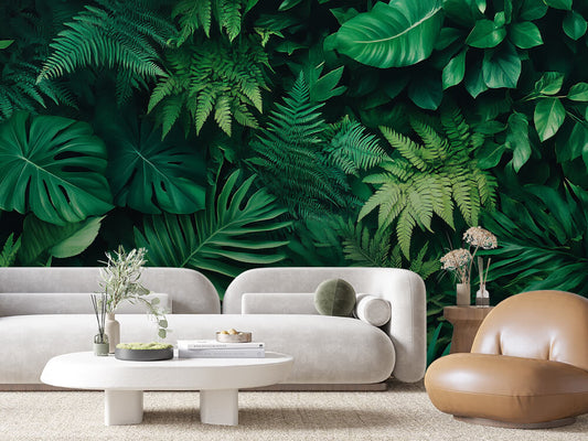 Papier Peint Feuilles Tropicales Chic Élégant