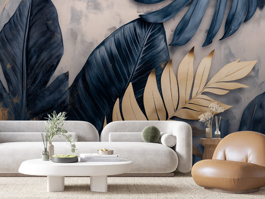 Papier Peint Feuilles Tropicales Chic Élégant