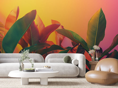 Papier Peint Feuilles Tropicales Chic Élégant