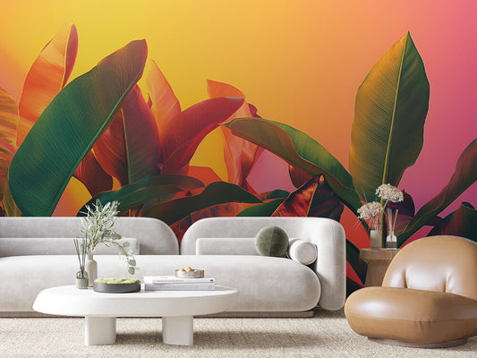Papier Peint Feuilles Tropicales Chic Élégant