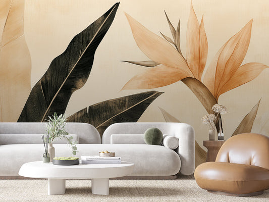 Papier Peint Feuilles Tropicales Chic Élégant