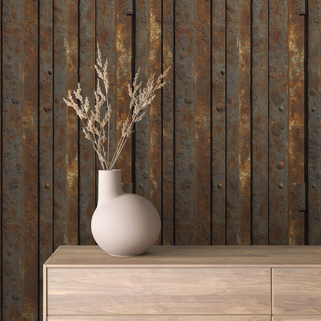 Papier Peint Effet Métal Industriel – Style Loft Vintage