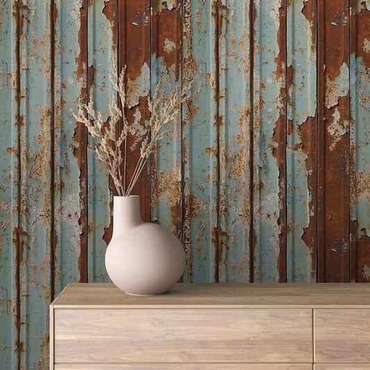 Papier Peint Effet Métal Industriel – Style Loft Vintage