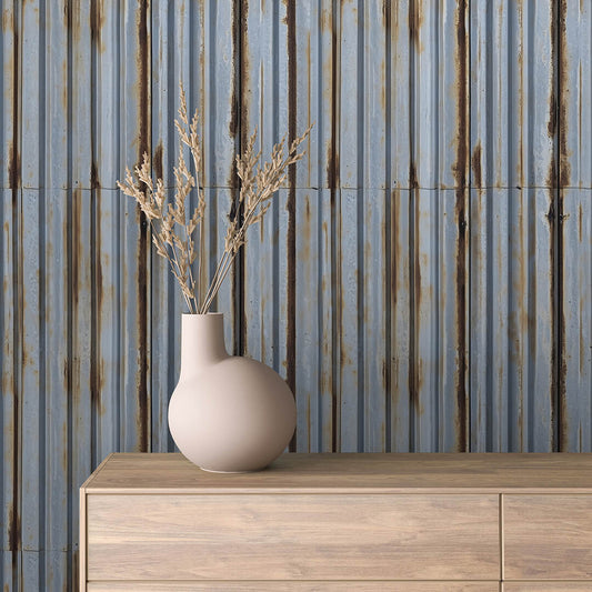 Papier Peint Effet Métal Industriel – Style Loft Vintage