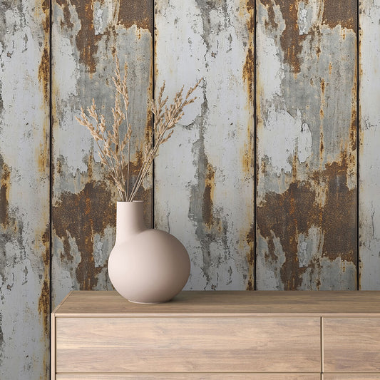 Papier Peint Effet Métal Industriel – Style Loft Vintage