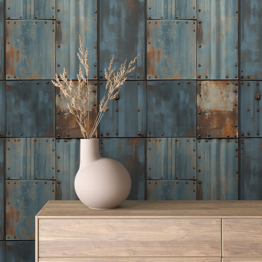 Papier Peint Effet Métal Industriel – Style Loft Vintage