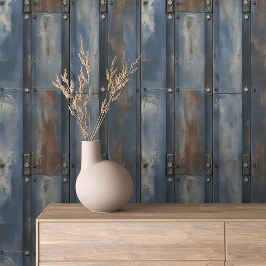 Papier Peint Effet Métal Industriel – Style Loft Vintage