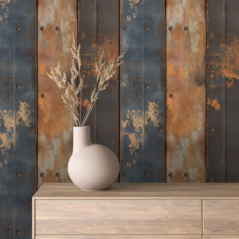 Papier Peint Effet Métal Industriel – Style Loft Vintage