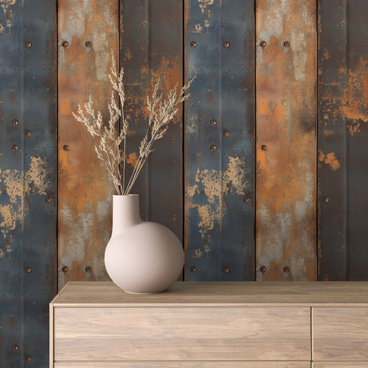 Papier Peint Effet Métal Industriel – Style Loft Vintage