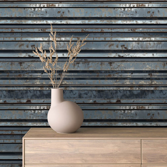 Papier Peint Effet Métal Industriel – Style Loft Vintage
