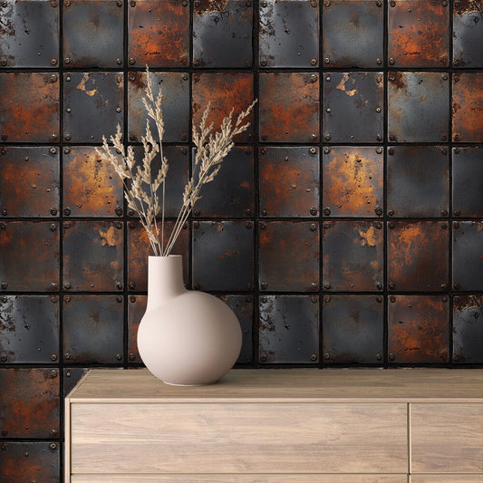 Papier Peint Effet Métal Industriel – Style Loft Vintage