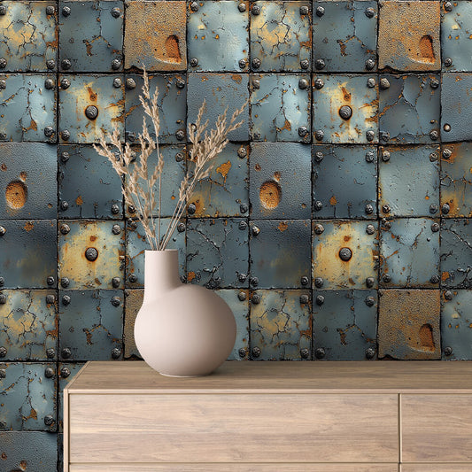 Papier Peint Effet Métal Industriel – Style Loft Vintage