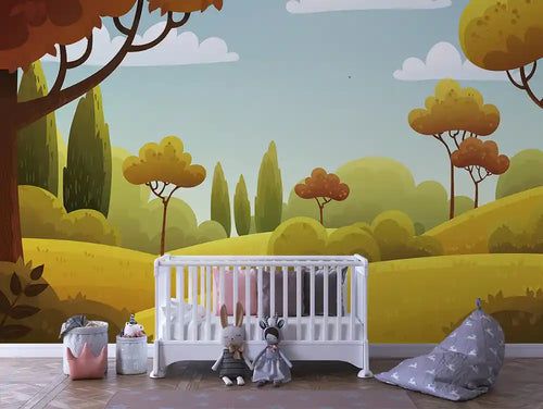 Papier Peint Panoramique Bébé Jungle Univers Doux