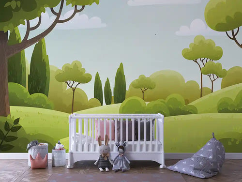 Papier Peint Panoramique Bébé Jungle Univers Doux