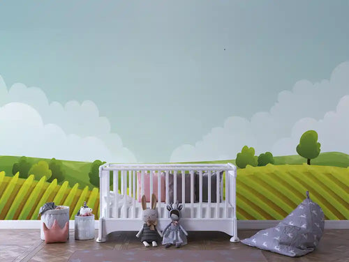 Papier Peint Panoramique Bébé Jungle Univers Doux