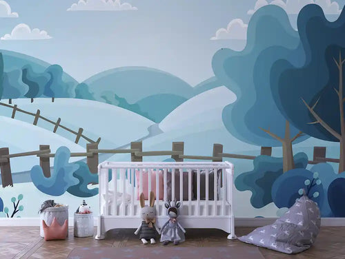 Papier Peint Panoramique Bébé Jungle Univers Doux