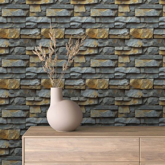 Papier Peint Effet Stone Naturelle Style Industriel Élégant