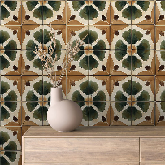 Papier Peint Motif Carreaux Vintage Style Méditerranéen Élégant