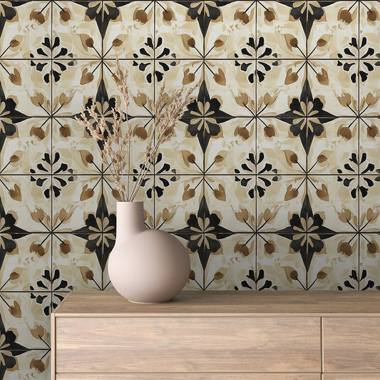 Papier Peint Motif Carreaux Vintage Style Méditerranéen Élégant