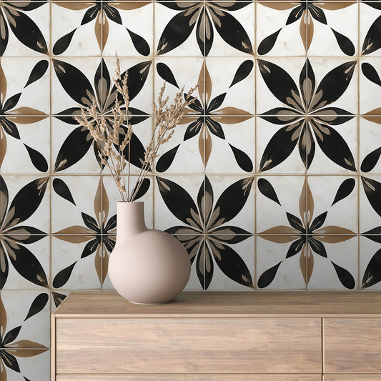 Papier Peint Motif Carreaux Vintage Style Méditerranéen Élégant
