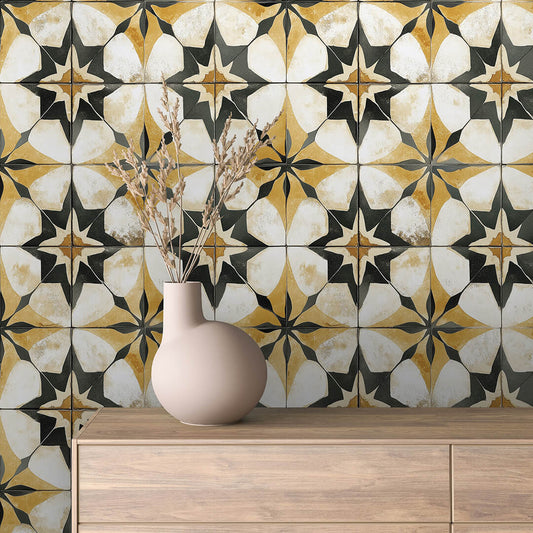 Papier Peint Motif Carreaux Vintage Style Méditerranéen Élégant