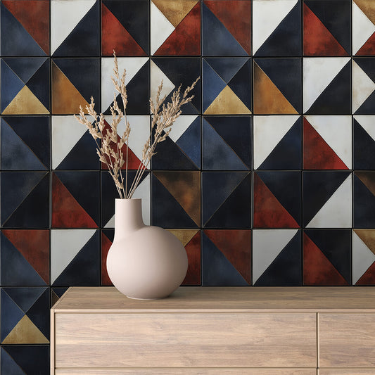 Papier Peint Motif Carreaux Vintage Style Méditerranéen Élégant