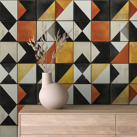 Papier Peint Motif Carreaux Vintage Style Méditerranéen Élégant