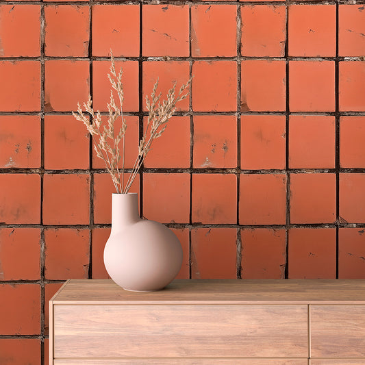 Papier Peint Motif Carreaux Vintage Style Méditerranéen Élégant