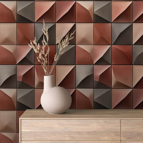 Papier Peint Motif Carreaux Vintage Style Méditerranéen Élégant