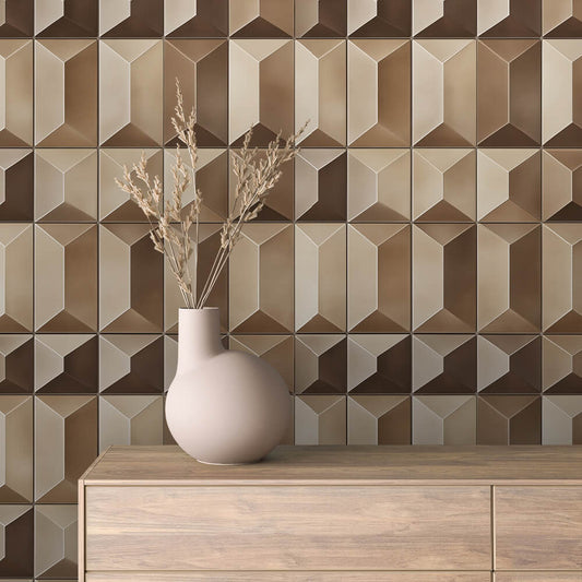 Papier Peint Motif Carreaux Vintage Style Méditerranéen Élégant