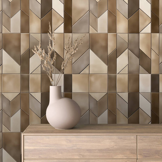 Papier Peint Motif Carreaux Vintage Style Méditerranéen Élégant