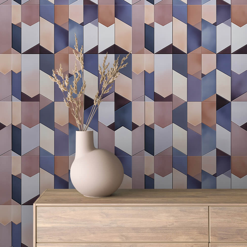 Papier Peint Motif Carreaux Vintage Style Méditerranéen Élégant