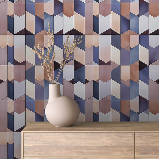 Papier Peint Motif Carreaux Vintage Style Méditerranéen Élégant