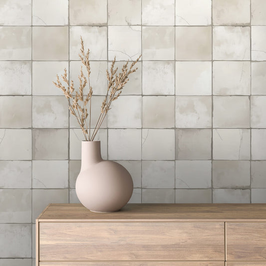 Papier Peint Motif Carreaux Vintage Style Méditerranéen Élégant
