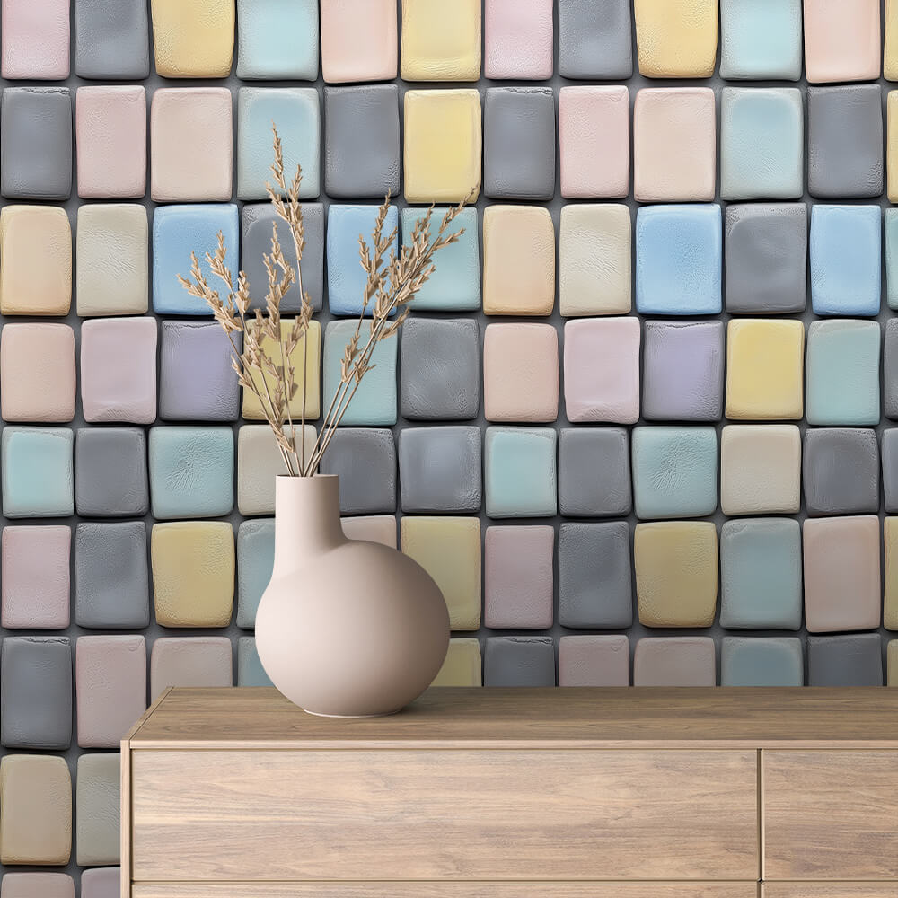 Papier Peint Motif Carreaux Vintage Style Méditerranéen Élégant
