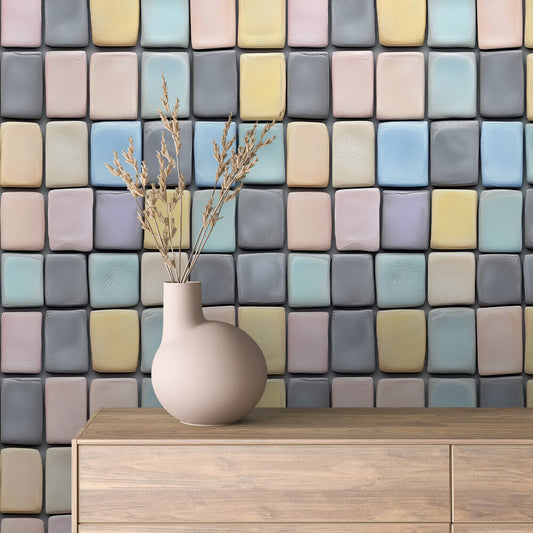 Papier Peint Motif Carreaux Vintage Style Méditerranéen Élégant