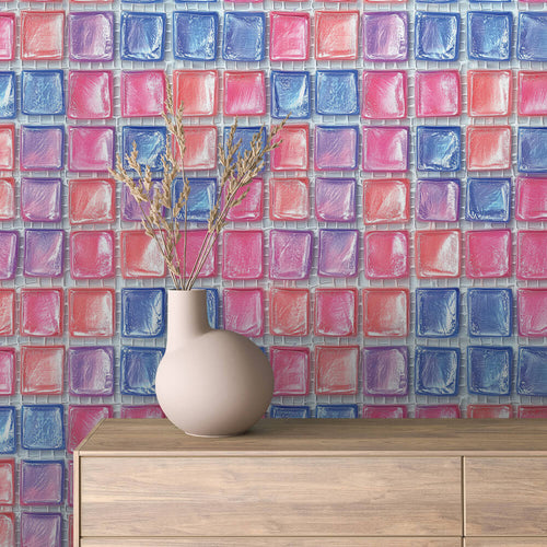 Papier Peint Motif Carreaux Vintage Style Méditerranéen Élégant